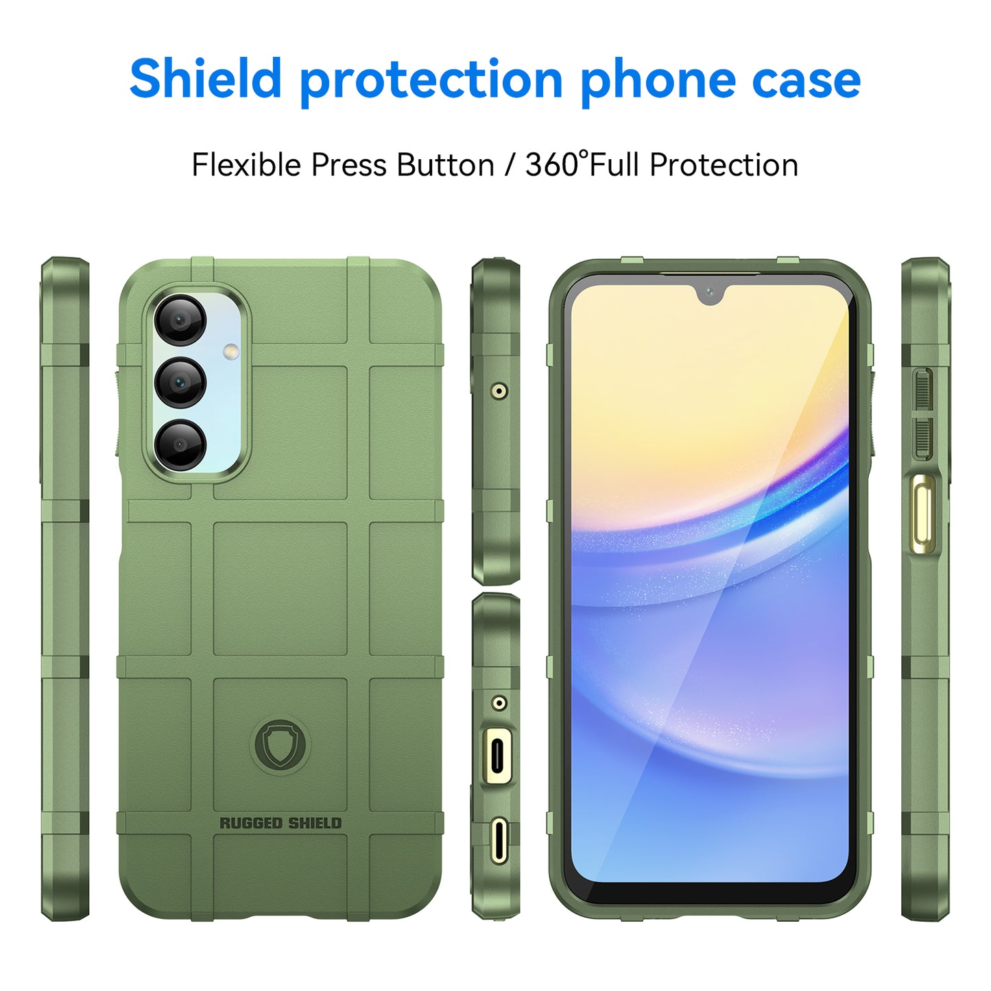 For Samsung Galaxy A16 5G / A16 4G Case Grid Design Soft TPU Scratch-Proof Phone Cover - Green