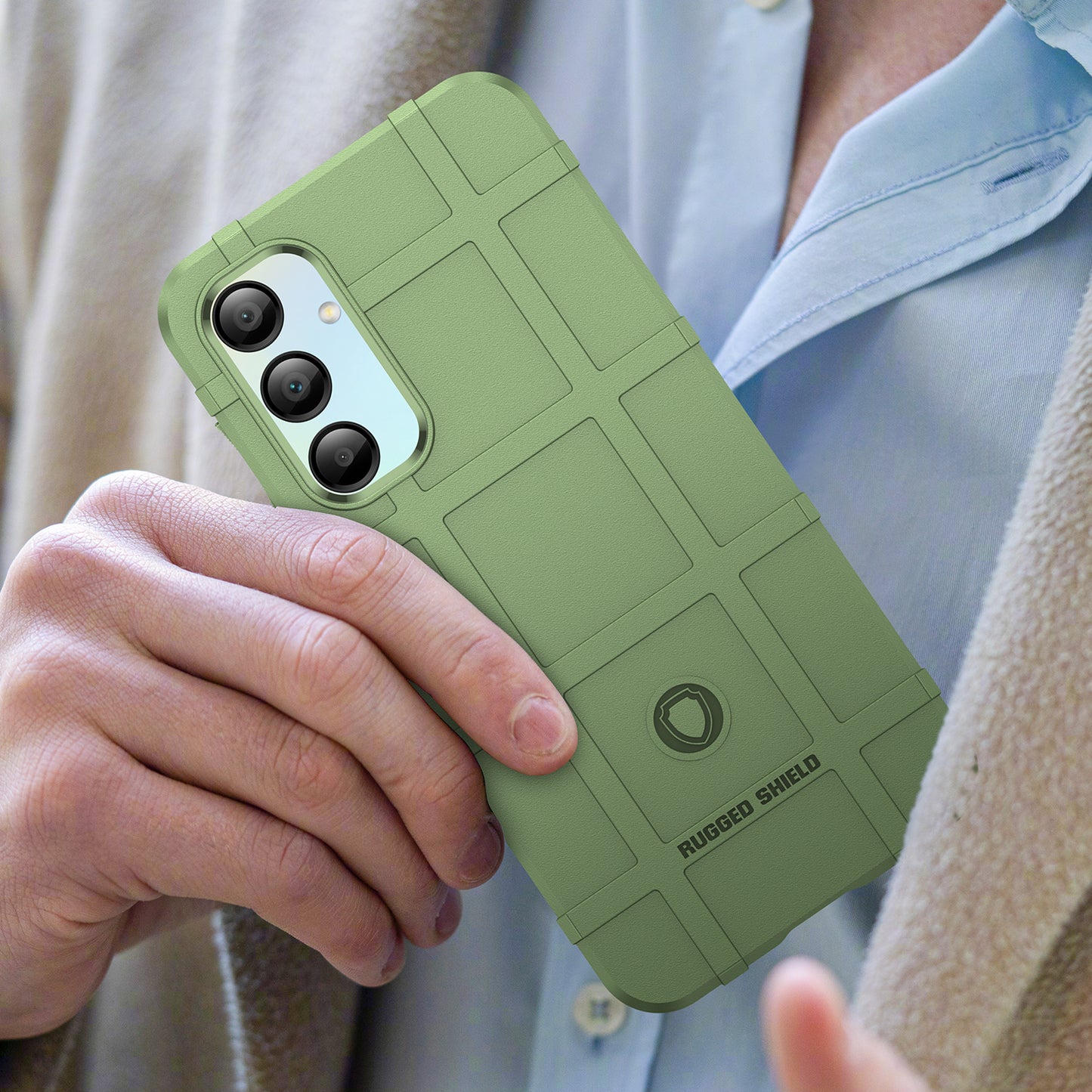 For Samsung Galaxy A16 5G / A16 4G Case Grid Design Soft TPU Scratch-Proof Phone Cover - Green