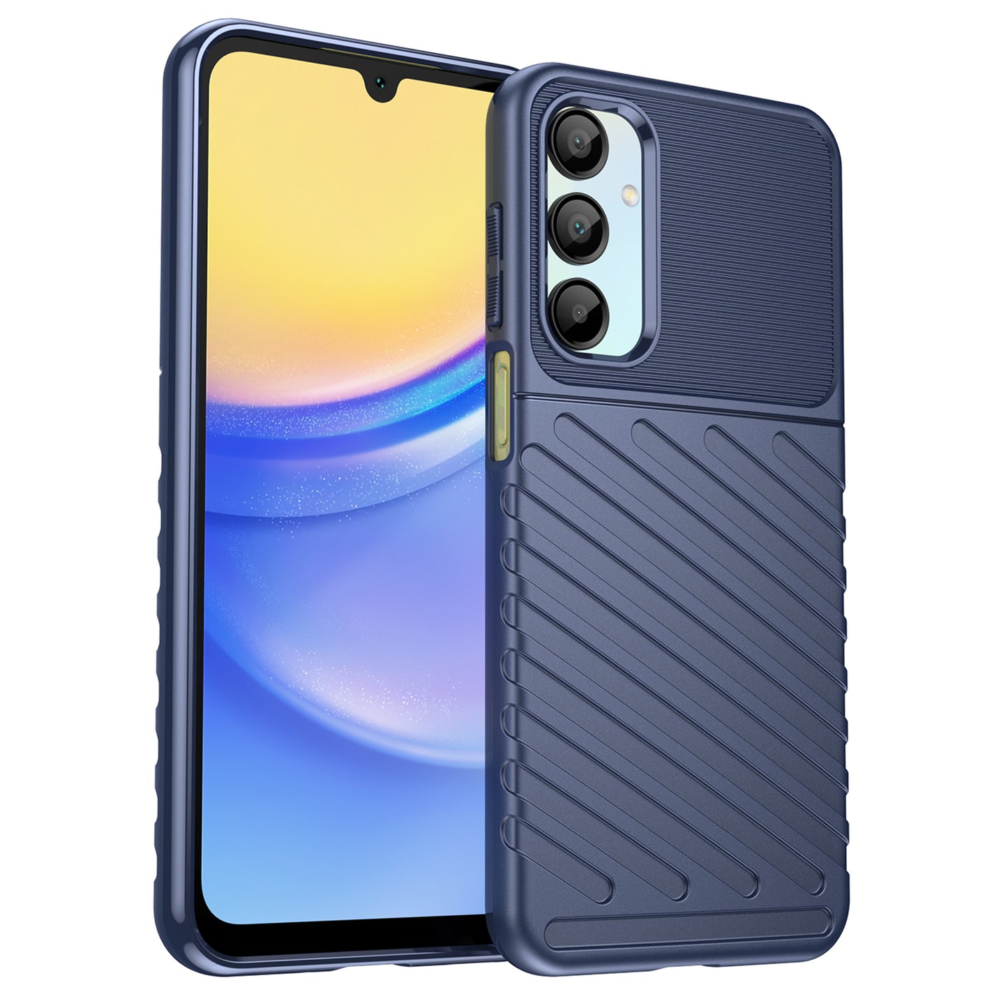 For Samsung Galaxy A16 5G / A16 4G Case Twill Texture TPU Shockproof Protective Phone Cover - Blue