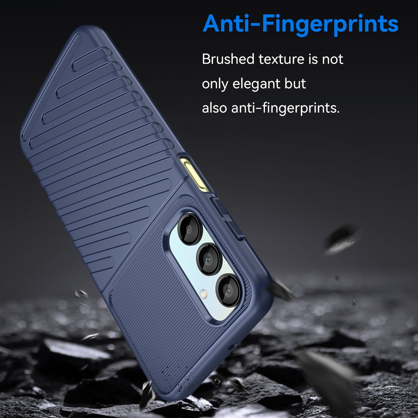 For Samsung Galaxy A16 5G / A16 4G Case Twill Texture TPU Shockproof Protective Phone Cover - Blue