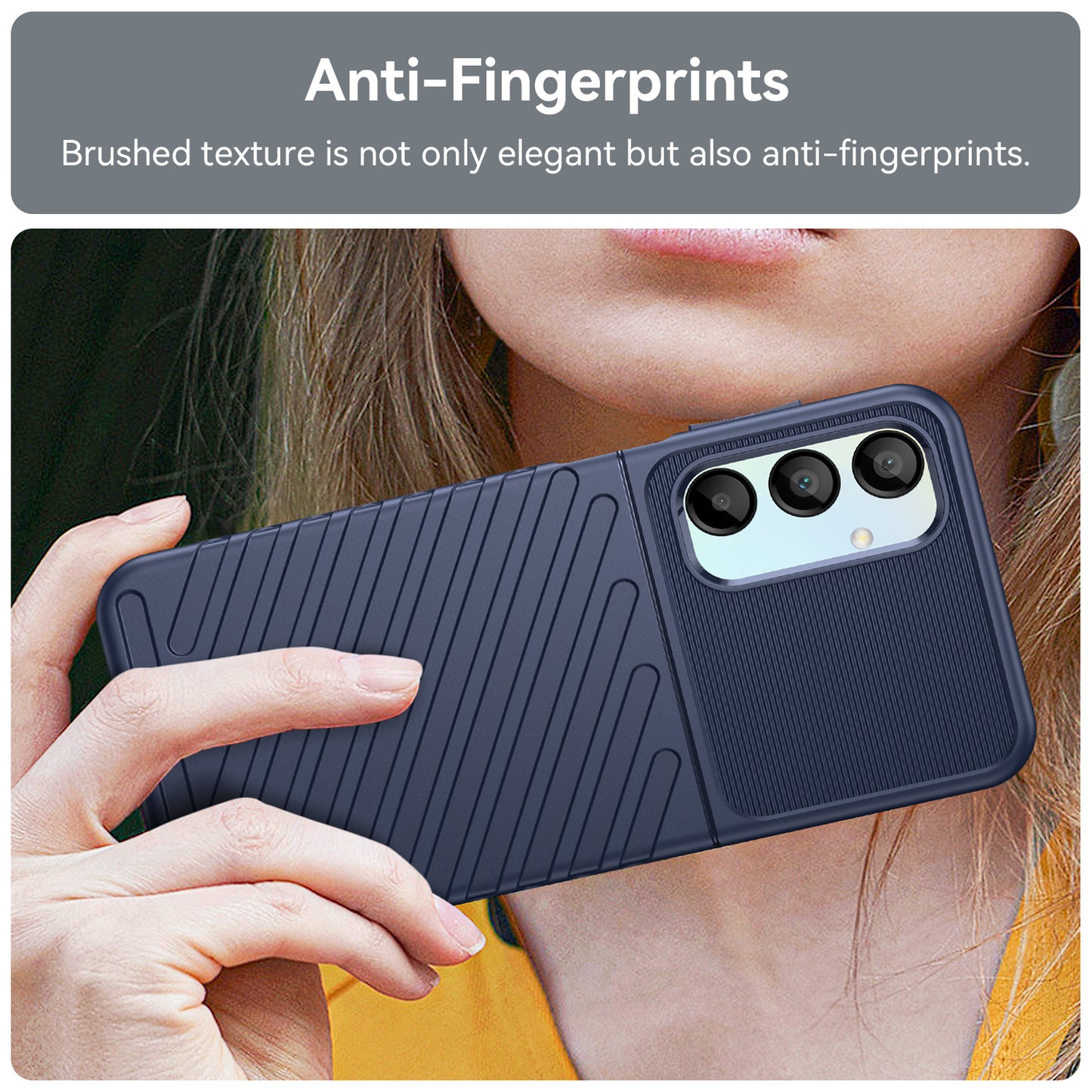 For Samsung Galaxy A16 5G / A16 4G Case Twill Texture TPU Shockproof Protective Phone Cover - Blue