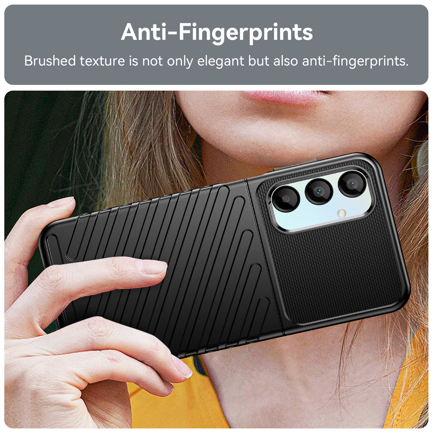 For Samsung Galaxy A16 5G / A16 4G Case Twill Texture TPU Shockproof Protective Phone Cover - Black