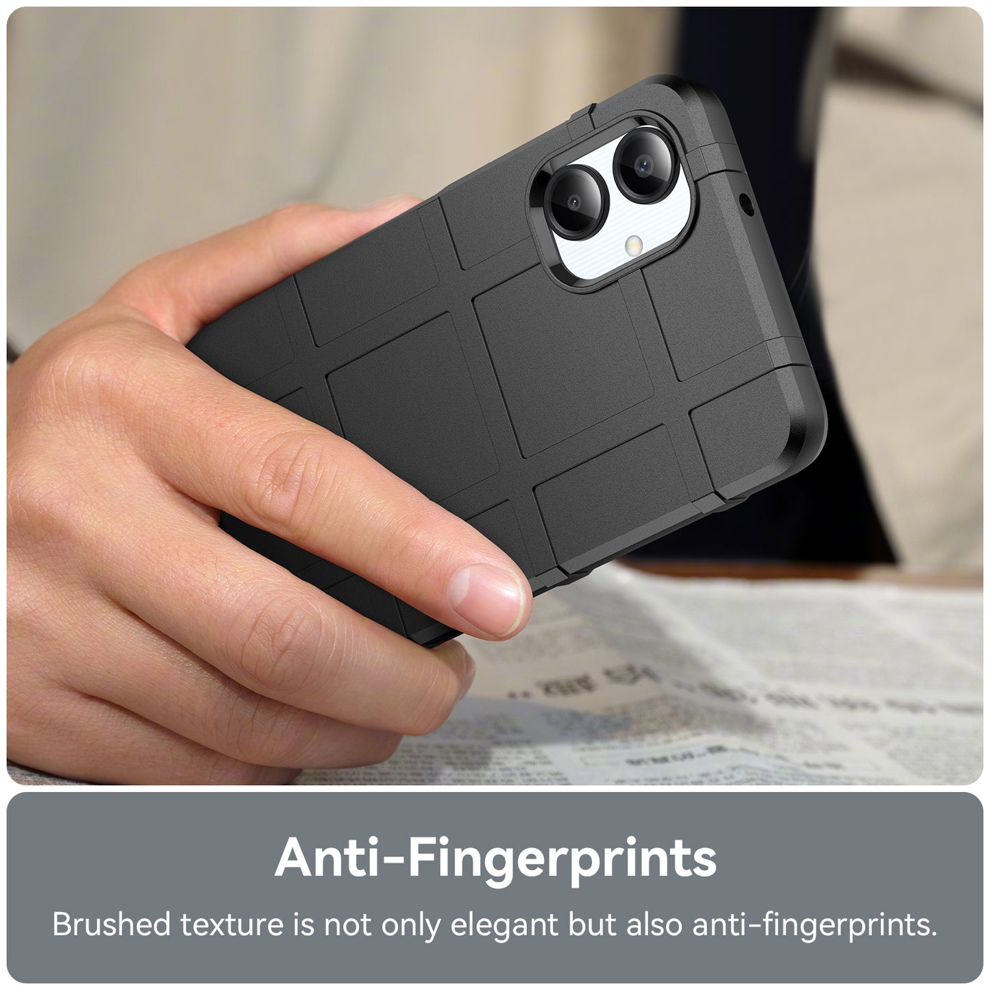 For Samsung Galaxy A06 Case Grid Design Soft TPU Scratch-Proof Phone Cover - Black
