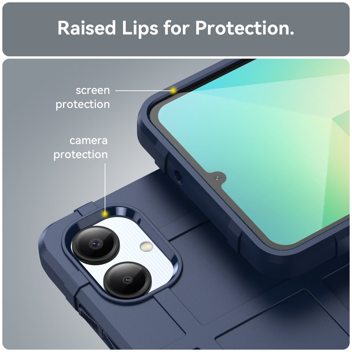 For Samsung Galaxy A06 Case Grid Design Soft TPU Scratch-Proof Phone Cover - Blue