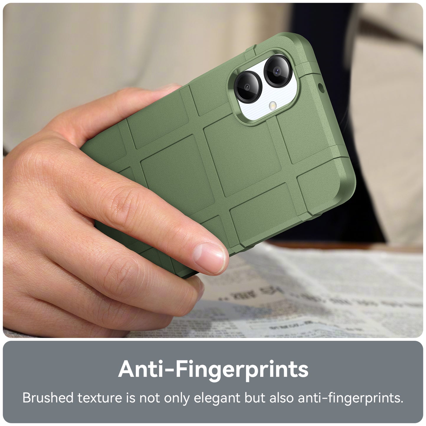 For Samsung Galaxy A06 Case Grid Design Soft TPU Scratch-Proof Phone Cover - Green