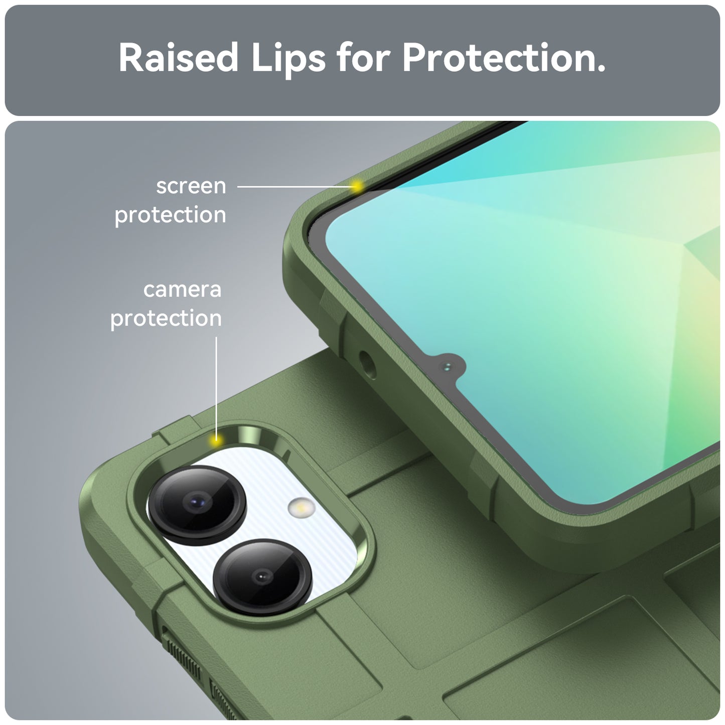 For Samsung Galaxy A06 Case Grid Design Soft TPU Scratch-Proof Phone Cover - Green