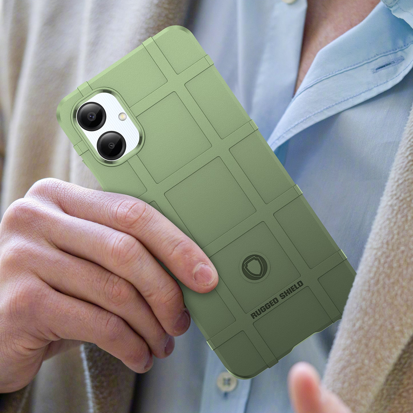 For Samsung Galaxy A06 Case Grid Design Soft TPU Scratch-Proof Phone Cover - Green
