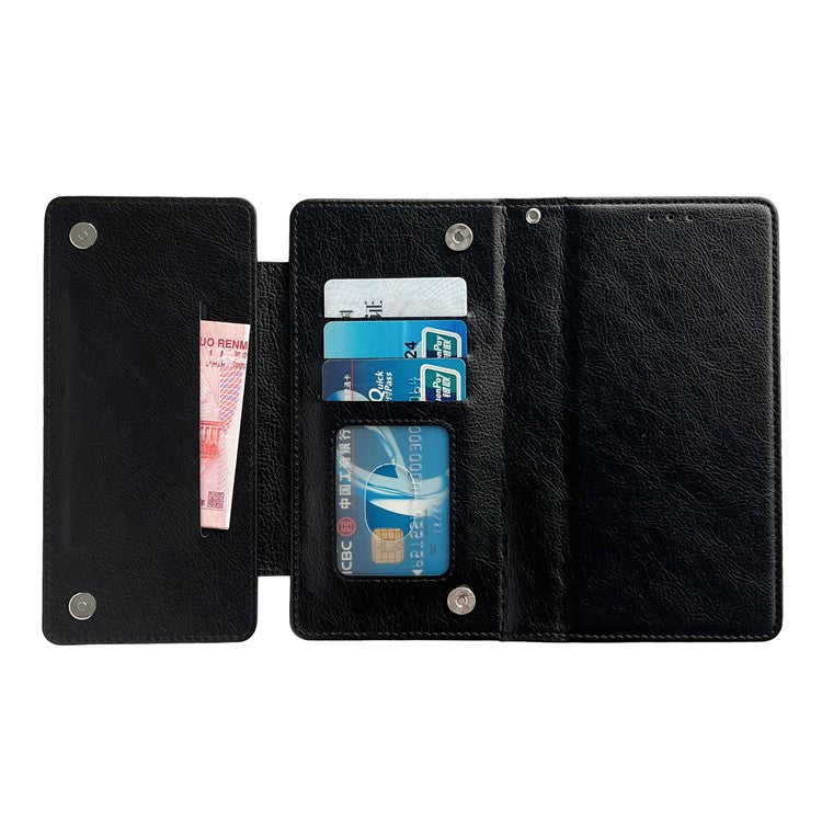 For iPhone 16 Case Detachable 2-in-1 Magnetic Closure PU Leather Wallet Phone Case - Black