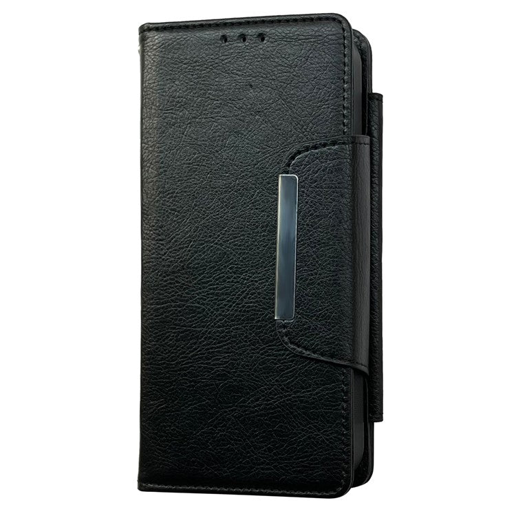 For iPhone 16 Case Detachable 2-in-1 Magnetic Closure PU Leather Wallet Phone Case - Black