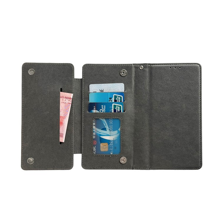 For iPhone 16 Case Detachable 2-in-1 Magnetic Closure PU Leather Wallet Phone Case - Grey