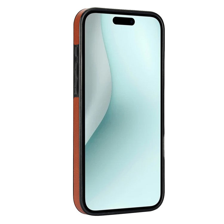 For iPhone 16 Case Card Slot Slim-Fit PU+TPU Mobile Cover - Brown
