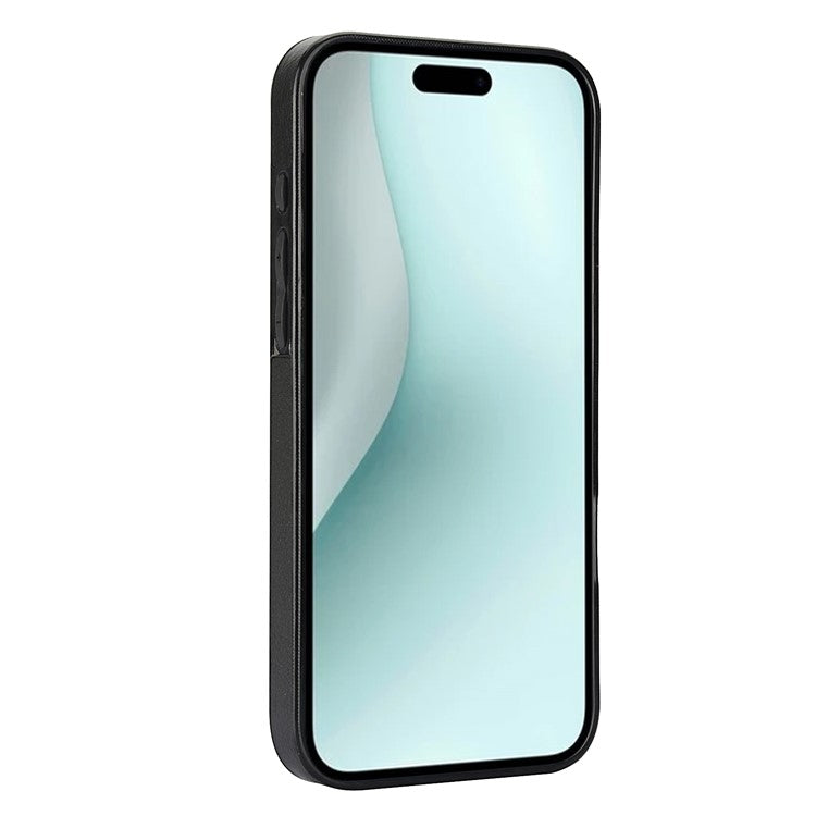 For iPhone 16 Plus Case Card Slot Slim-Fit PU+TPU Mobile Cover - Black