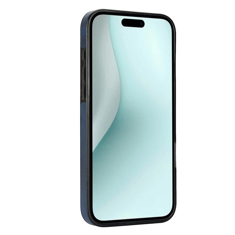 For iPhone 16 Plus Case Card Slot Slim-Fit PU+TPU Mobile Cover - Blue