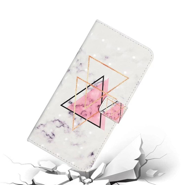 For Google Pixel 9 / Pixel 9 Pro Case 3D Creative Pattern PU Leather Stand Phone Cover - Triangle Marble