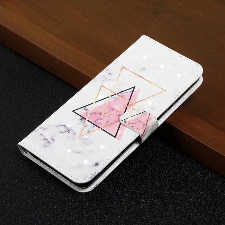 For Google Pixel 9 / Pixel 9 Pro Case 3D Creative Pattern PU Leather Stand Phone Cover - Triangle Marble