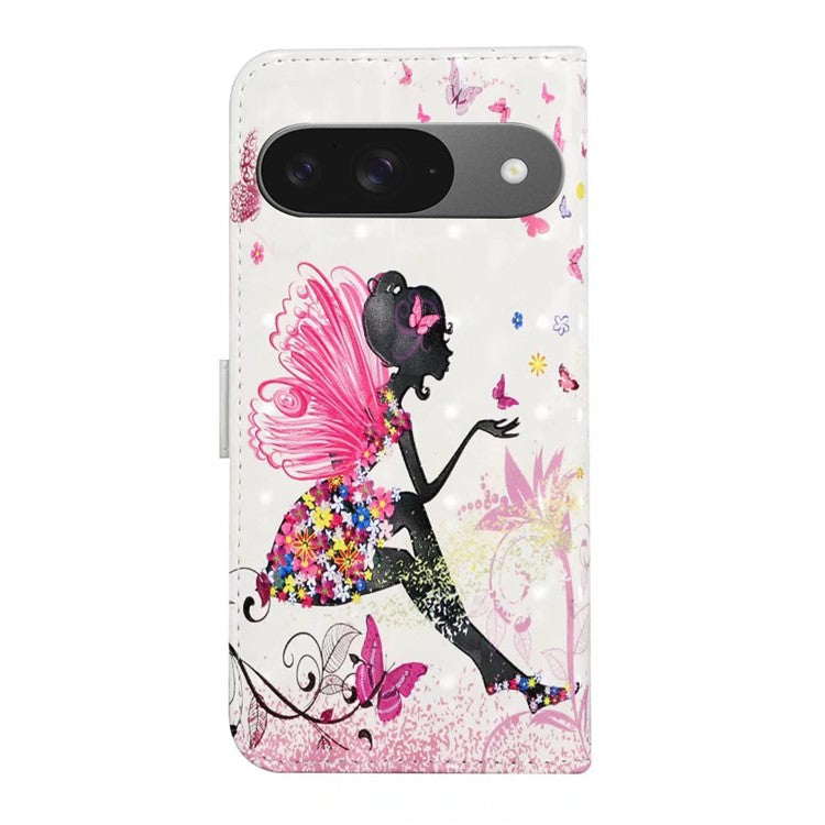 For Google Pixel 9 / Pixel 9 Pro Case 3D Creative Pattern PU Leather Stand Phone Cover - Girl