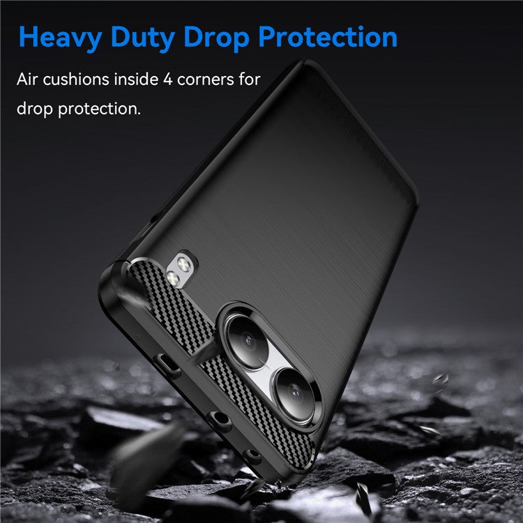 For OnePlus Nord 4 Case Carbon Fiber Texture TPU Brushed Phone Cover - Black