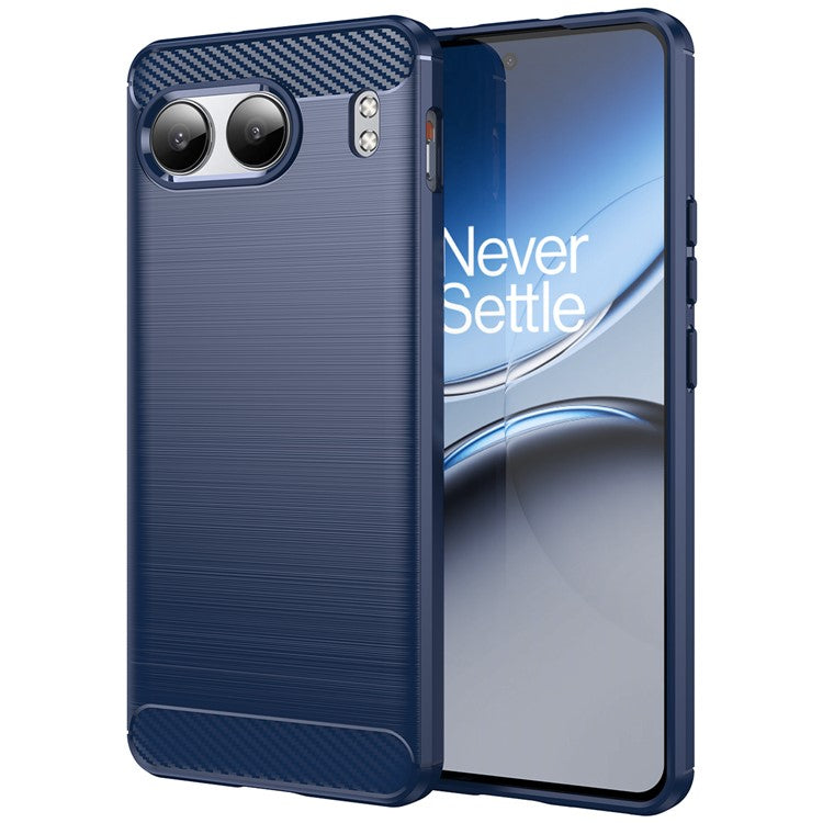 For OnePlus Nord 4 Case Carbon Fiber Texture TPU Brushed Phone Cover - Blue