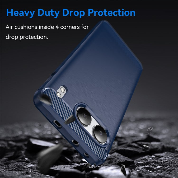 For OnePlus Nord 4 Case Carbon Fiber Texture TPU Brushed Phone Cover - Blue