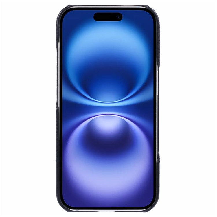 For iPhone 16 Case PU Leather+PC Splicing Anti-Slip Phone Cover - Black