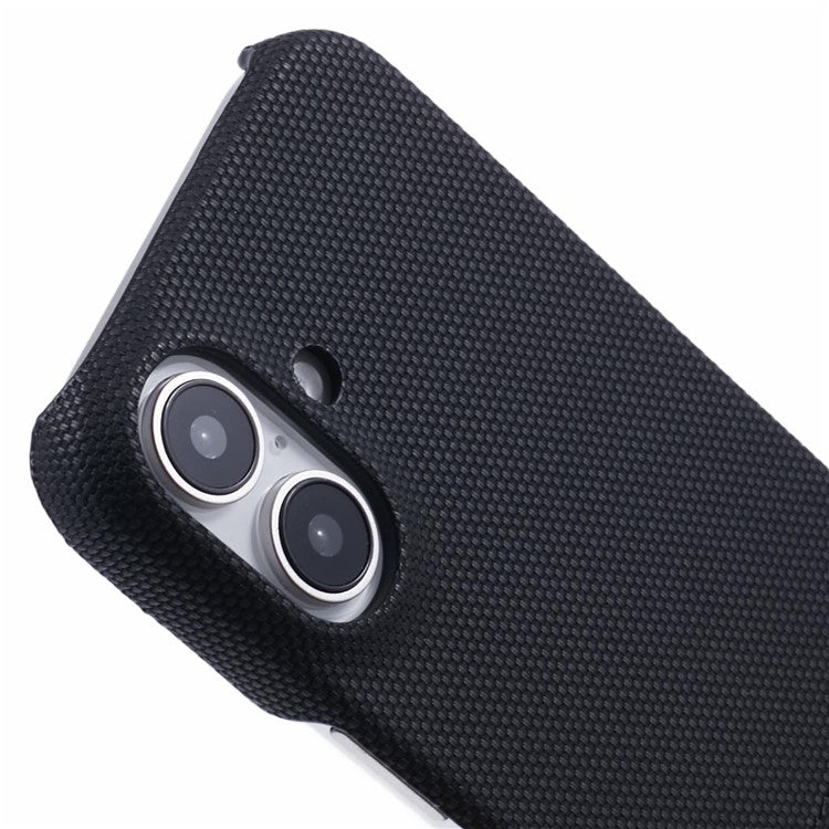 For iPhone 16 Case PU Leather+PC Splicing Anti-Slip Phone Cover - Black