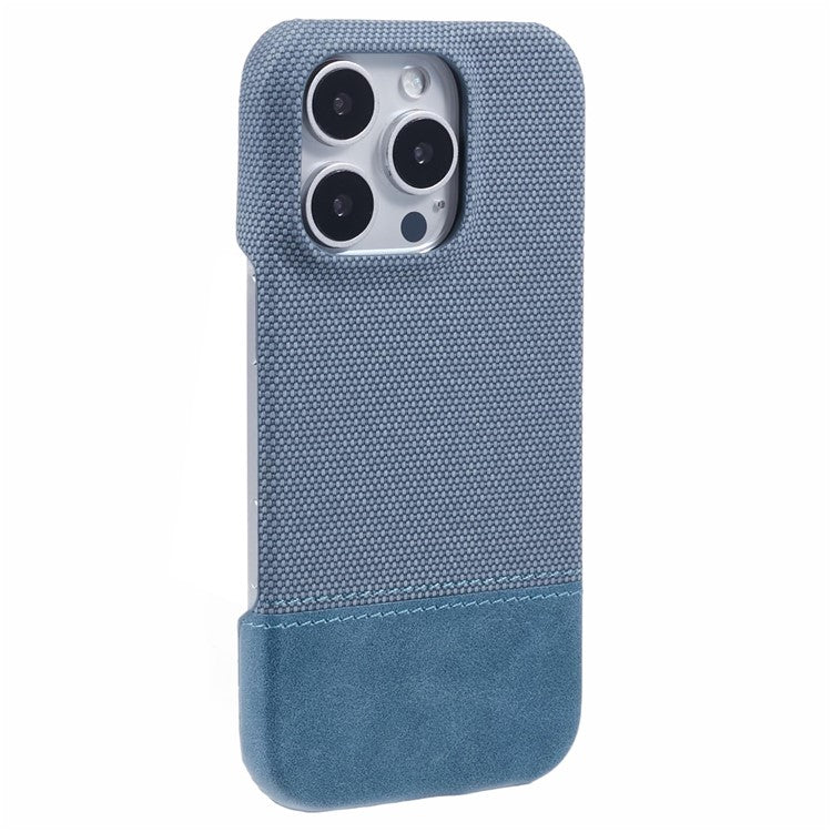 For iPhone 16 Pro Case PU Leather+PC Splicing Anti-slip Phone Cover - Baby Blue