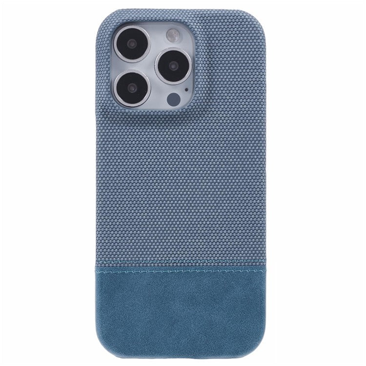 For iPhone 16 Pro Case PU Leather+PC Splicing Anti-slip Phone Cover - Baby Blue