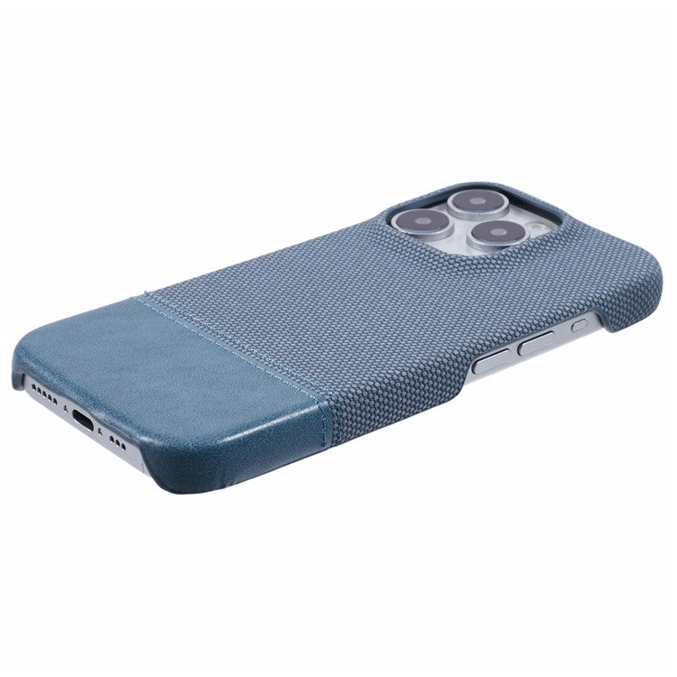 For iPhone 16 Pro Case PU Leather+PC Splicing Anti-slip Phone Cover - Baby Blue