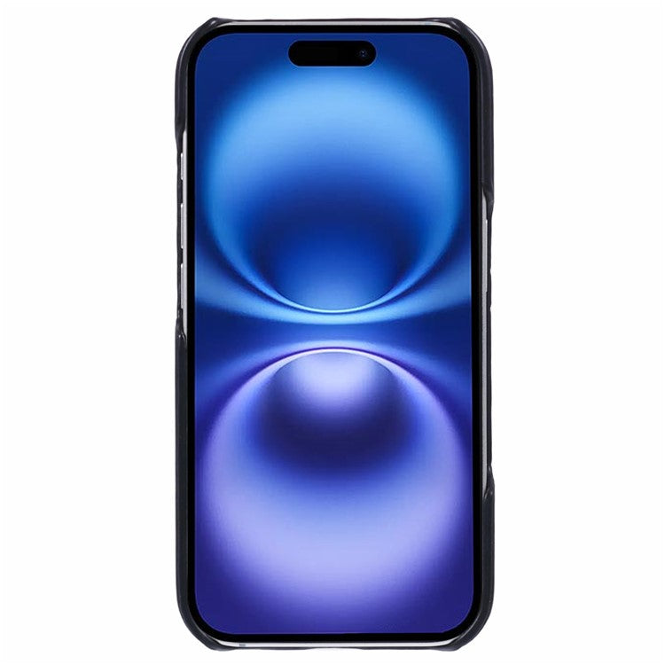 For iPhone 16 Case Skin-touch Leather+PC Phone Cover with Card Slot - Black