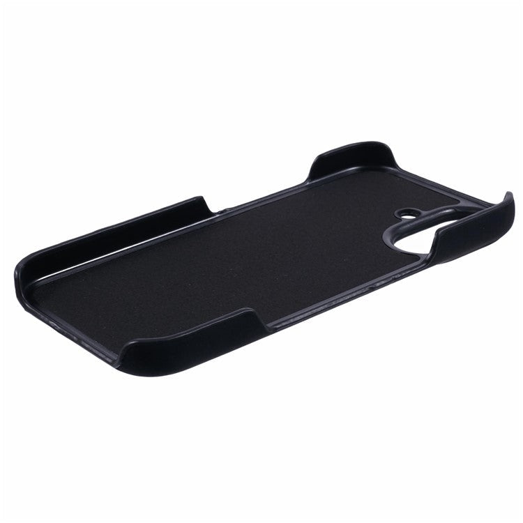 For iPhone 16 Case Skin-touch Leather+PC Phone Cover with Card Slot - Black