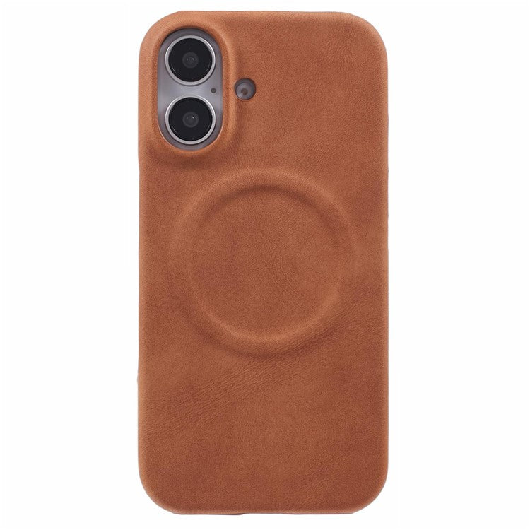 For iPhone 16 Case Compatible with MagSafe Skin-touch Leather+PC Back Cover - Yellow