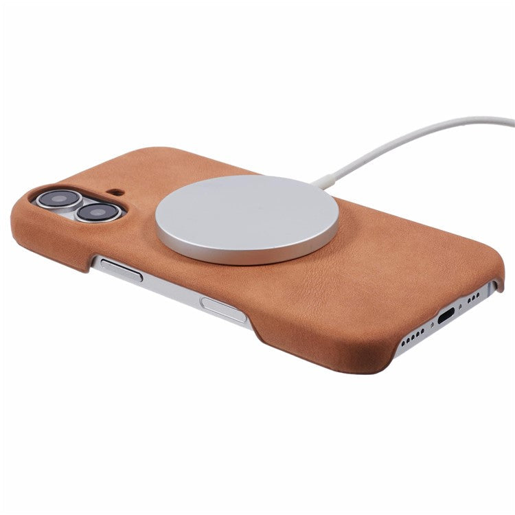 For iPhone 16 Case Compatible with MagSafe Skin-touch Leather+PC Back Cover - Yellow