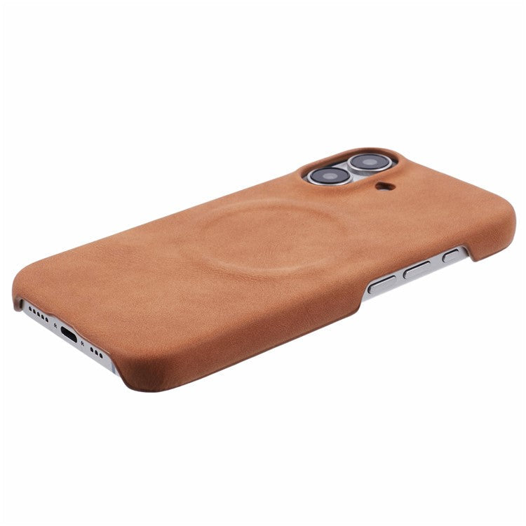 For iPhone 16 Case Compatible with MagSafe Skin-touch Leather+PC Back Cover - Yellow