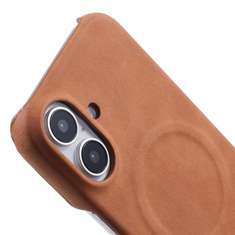 For iPhone 16 Case Compatible with MagSafe Skin-touch Leather+PC Back Cover - Yellow