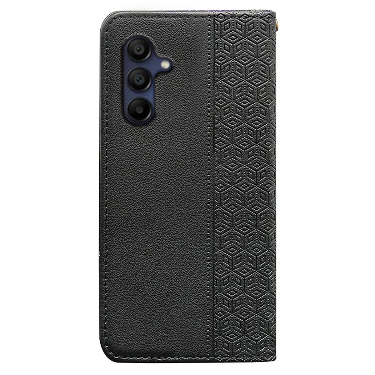For Samsung Galaxy A16 5G / A16 4G Wallet Phone Case Strong Magnetic Checkered Pattern Imprint Leather Flip Cover - Black