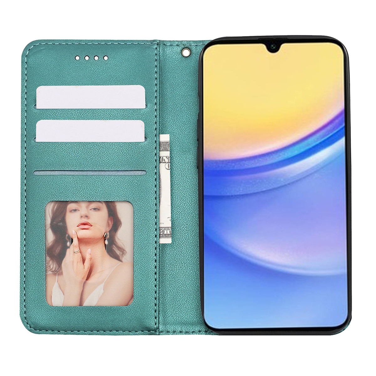 For Samsung Galaxy A16 5G / A16 4G Wallet Phone Case Strong Magnetic Checkered Pattern Imprint Leather Flip Cover - Green