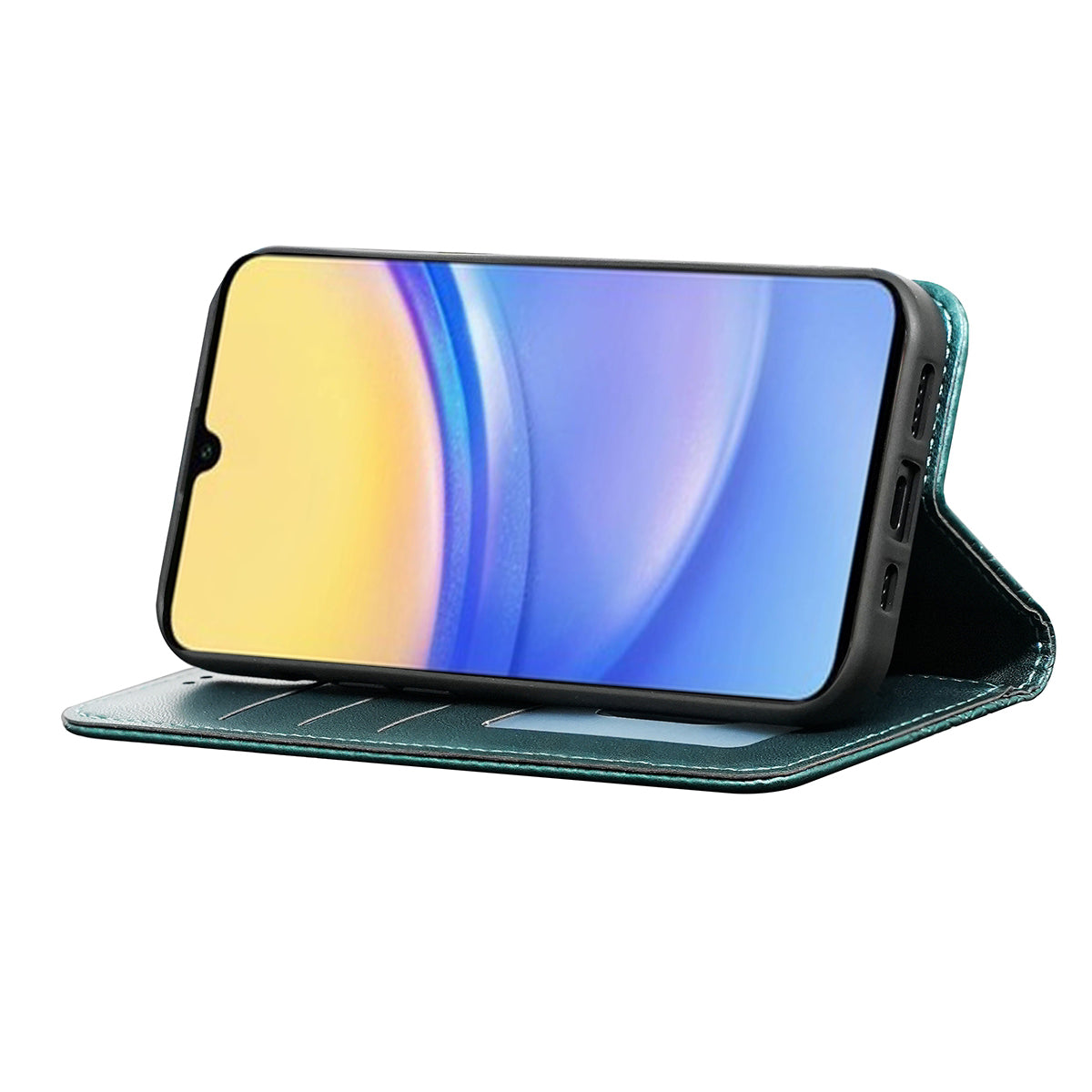 For Samsung Galaxy A16 5G / A16 4G Wallet Phone Case Strong Magnetic Checkered Pattern Imprint Leather Flip Cover - Green