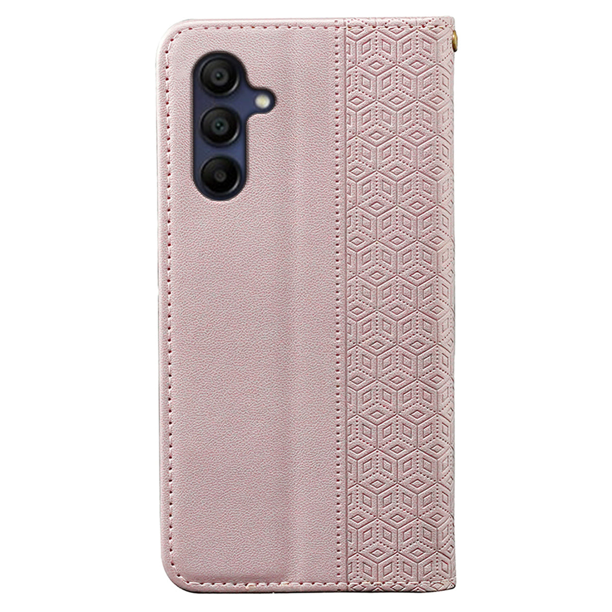 For Samsung Galaxy A16 5G / A16 4G Wallet Phone Case Strong Magnetic Checkered Pattern Imprint Leather Flip Cover - Rose Gold