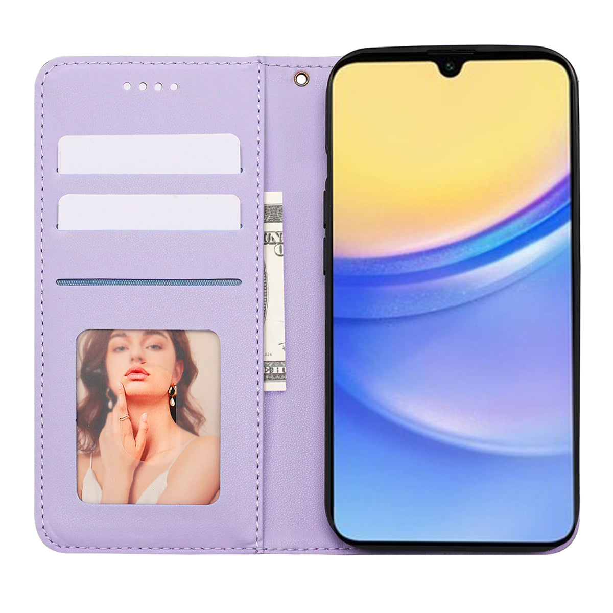 For Samsung Galaxy A16 5G / A16 4G Wallet Phone Case Strong Magnetic Checkered Pattern Imprint Leather Flip Cover - Purple