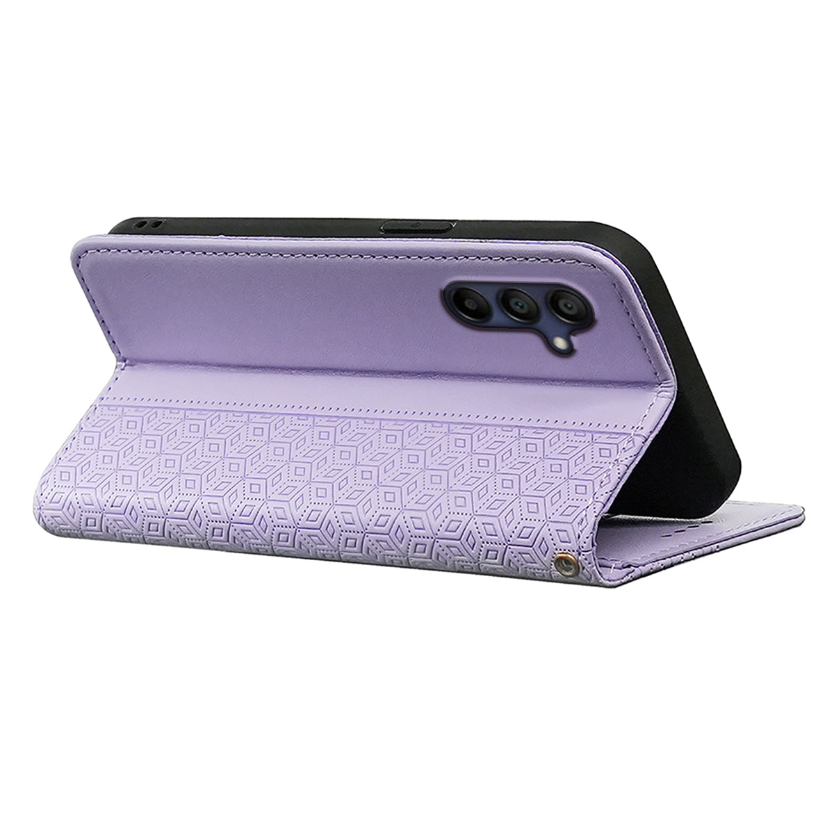 For Samsung Galaxy A16 5G / A16 4G Wallet Phone Case Strong Magnetic Checkered Pattern Imprint Leather Flip Cover - Purple