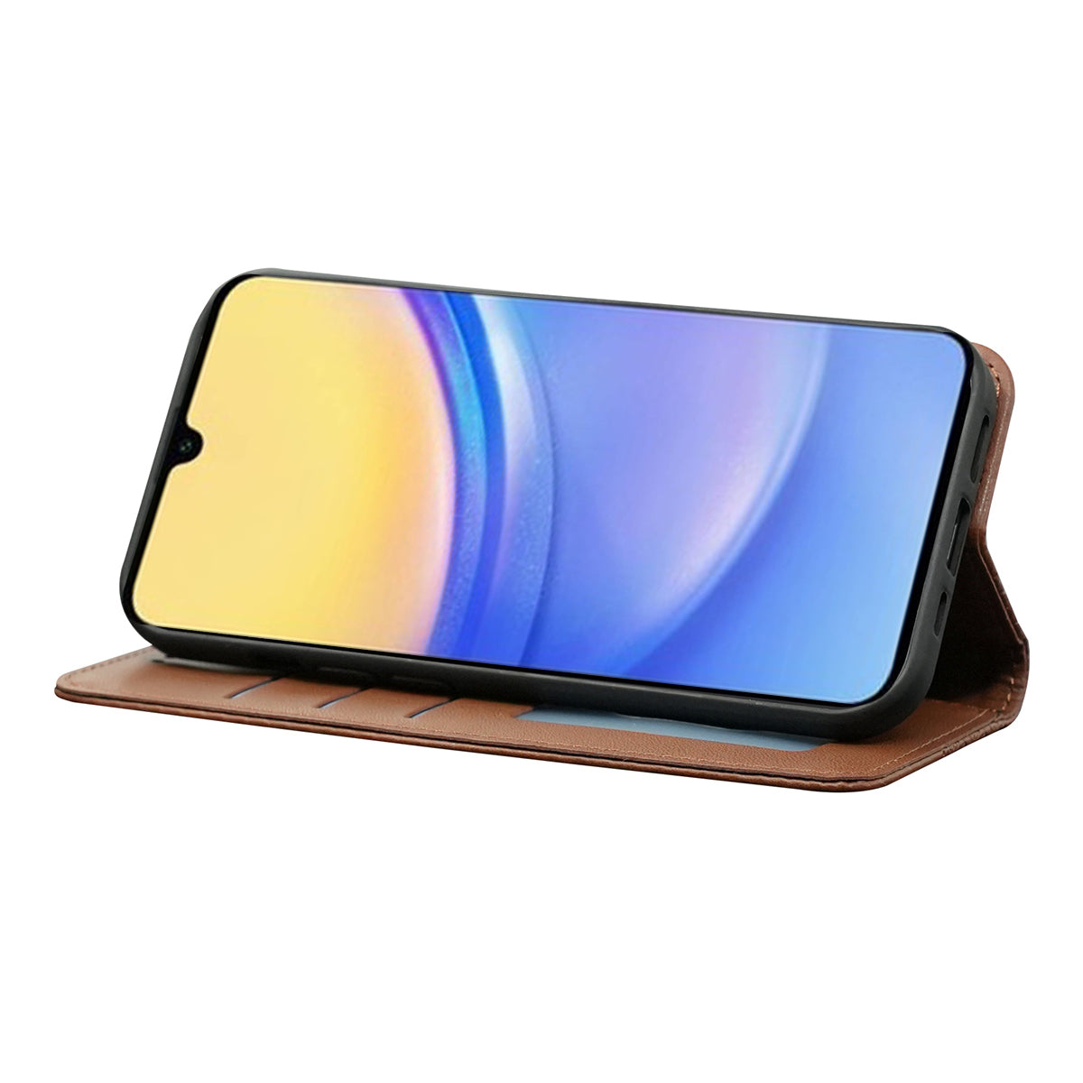 For Samsung Galaxy A16 5G / A16 4G Wallet Phone Case Strong Magnetic Checkered Pattern Imprint Leather Flip Cover - Brown