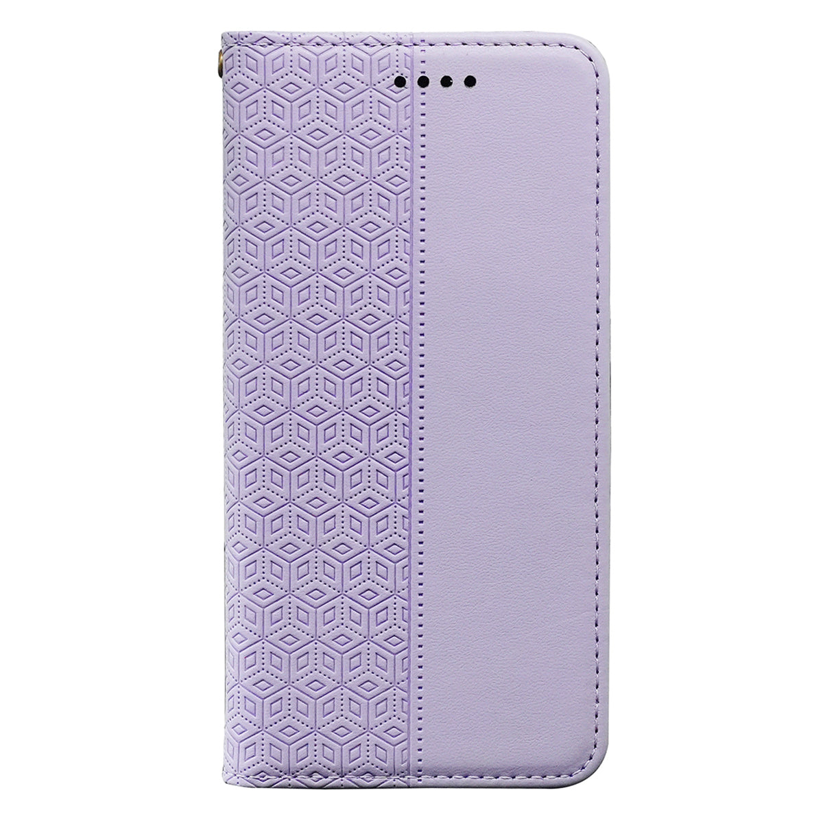 For Samsung Galaxy A06 Wallet Phone Case Strong Magnetic Checkered Pattern Imprint Leather Flip Cover - Purple