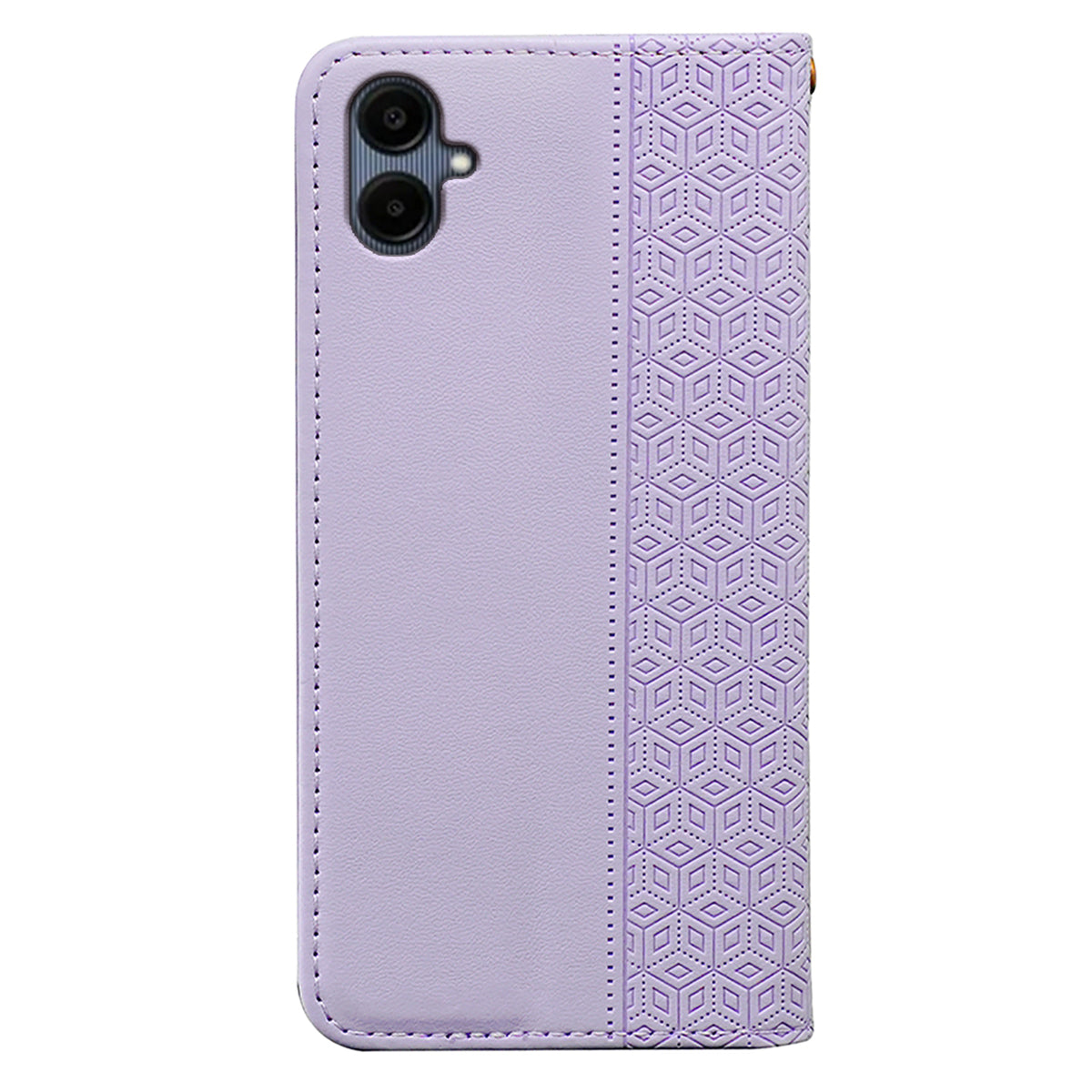 For Samsung Galaxy A06 Wallet Phone Case Strong Magnetic Checkered Pattern Imprint Leather Flip Cover - Purple