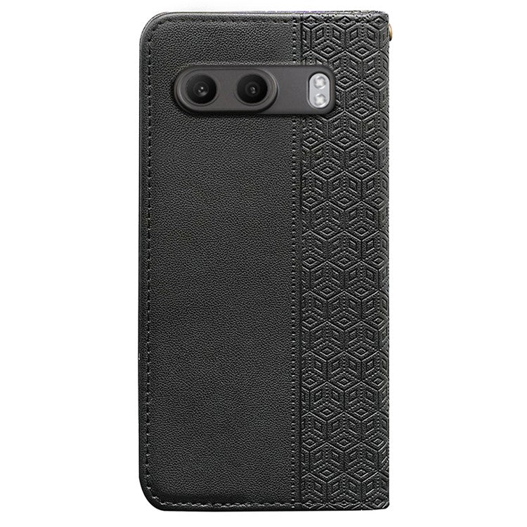 For OnePlus Nord 4 Wallet Phone Case Strong Magnetic Checkered Pattern Imprint Leather Flip Cover - Black