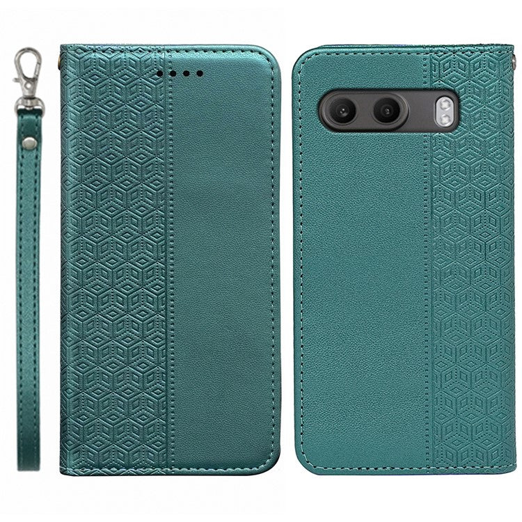 For OnePlus Nord 4 Wallet Phone Case Strong Magnetic Checkered Pattern Imprint Leather Flip Cover - Green