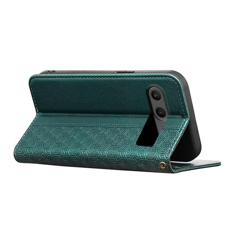 For OnePlus Nord 4 Wallet Phone Case Strong Magnetic Checkered Pattern Imprint Leather Flip Cover - Green