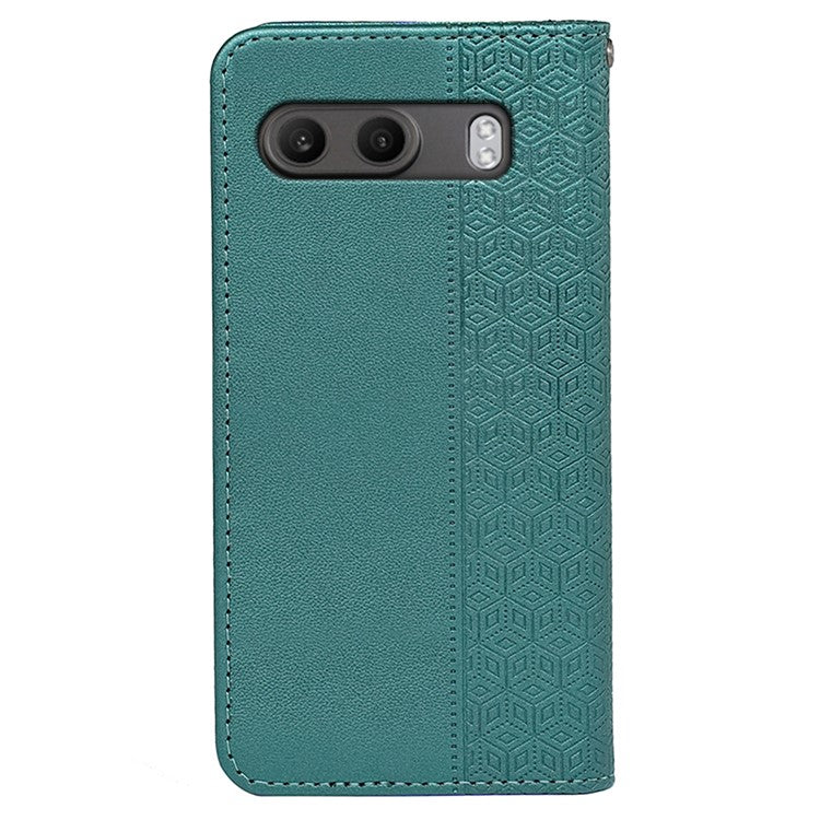 For OnePlus Nord 4 Wallet Phone Case Strong Magnetic Checkered Pattern Imprint Leather Flip Cover - Green
