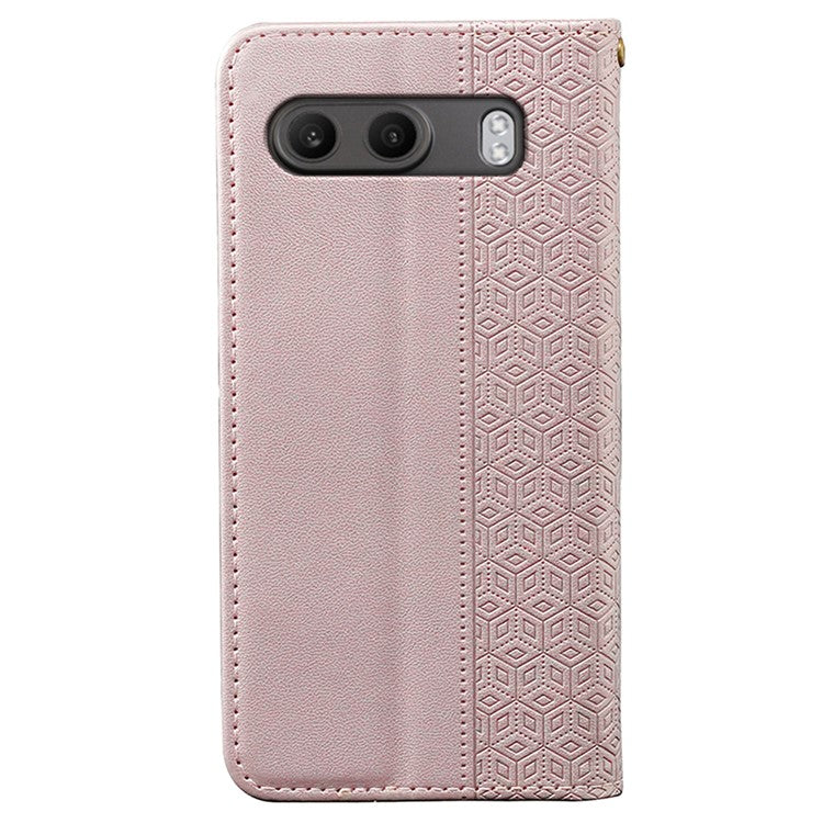 For OnePlus Nord 4 Wallet Phone Case Strong Magnetic Checkered Pattern Imprint Leather Flip Cover - Rose Gold