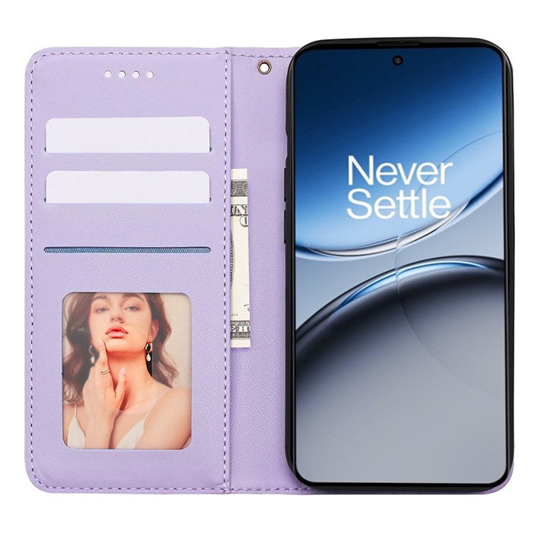 For OnePlus Nord 4 Wallet Phone Case Strong Magnetic Checkered Pattern Imprint Leather Flip Cover - Purple