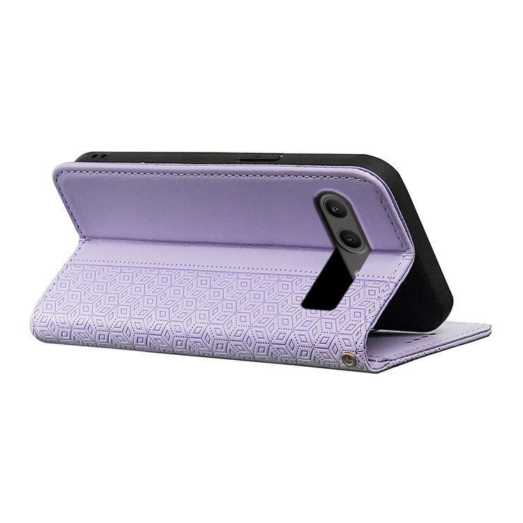 For OnePlus Nord 4 Wallet Phone Case Strong Magnetic Checkered Pattern Imprint Leather Flip Cover - Purple